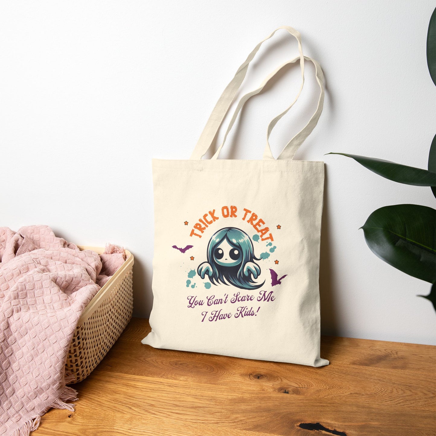 Halloween Tote Bag - Trick or Treat Cotton Canvas Bag, Reusable Eco-Friendly Fall Tote, Spooky Season Gift, Cute Halloween Accessory